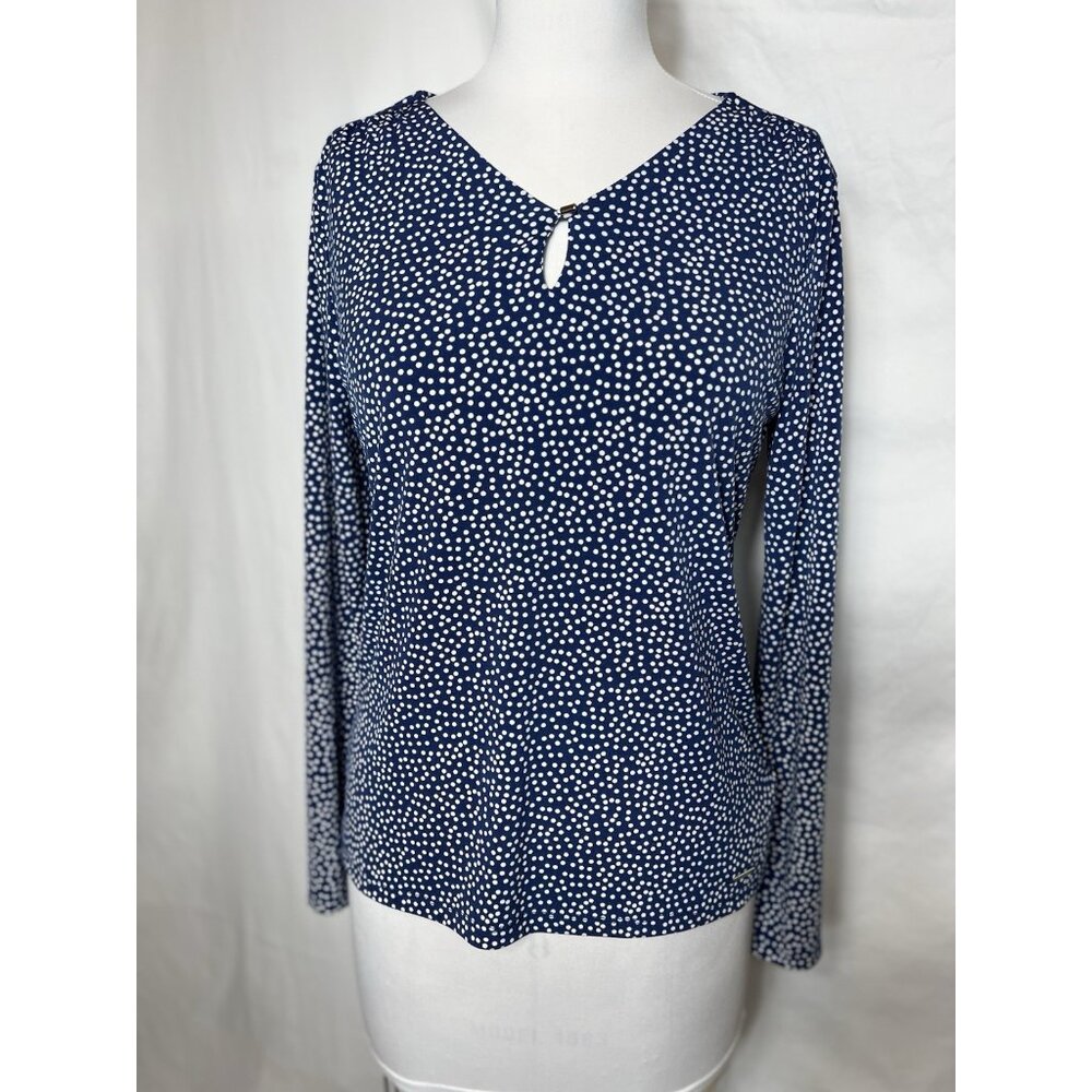 Tahari Long Sleeve Blue And White‎ Polka For Close Women’s Size Small